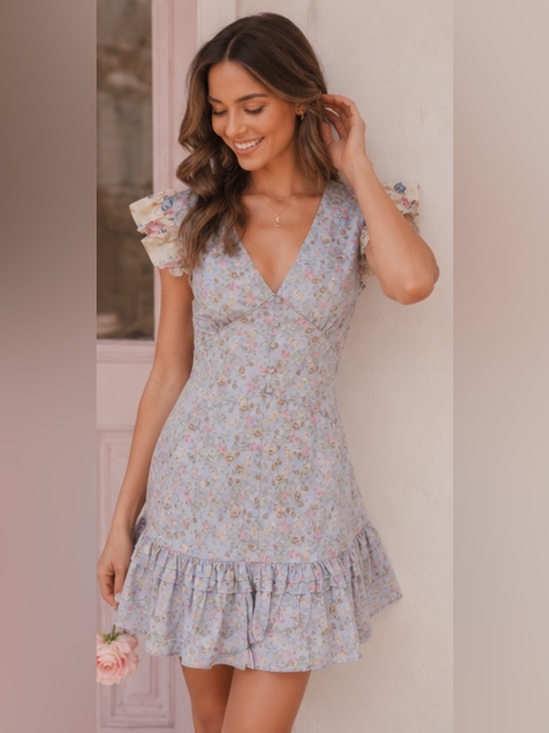 LoveShackFancy Dresses & Skirts - LoveShackFancy Arthur Mini Dress in Baby Blue Skies Size 2 Coquette Feminine